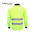 Quick Dry Fluorescent Yellow Long Sleeve Reflective Polo